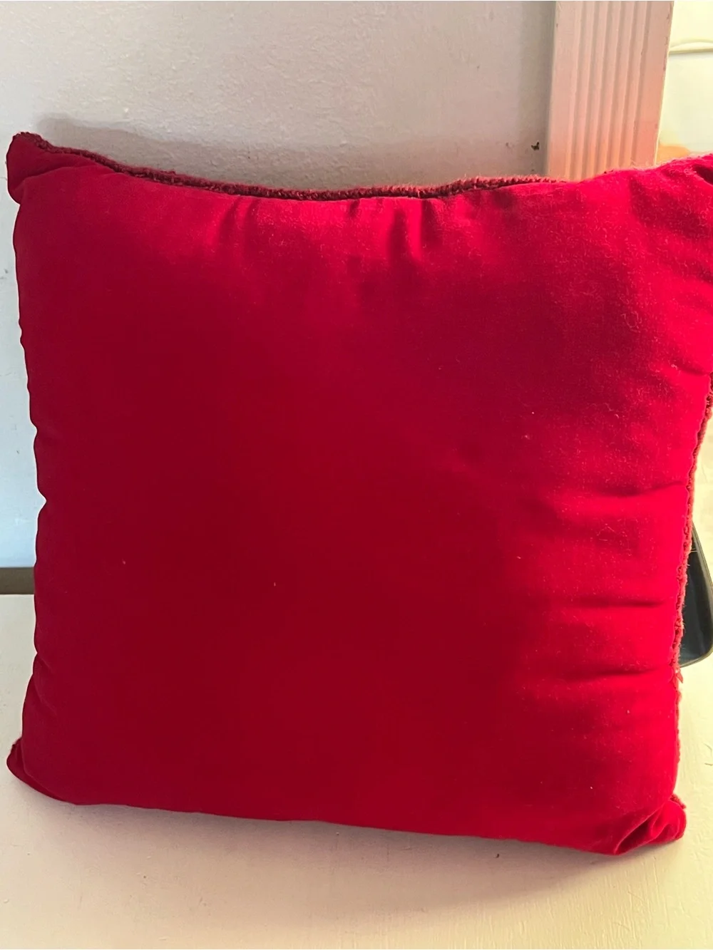 Red Pinecone Accent Pillow with Evergreen Motif